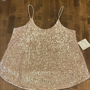 Blush Sequin Spaghetti Strap Top